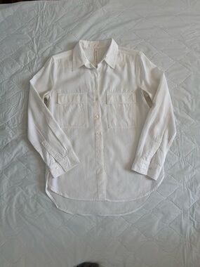 Babaton White Long-Sleeve Button-Down Shirt